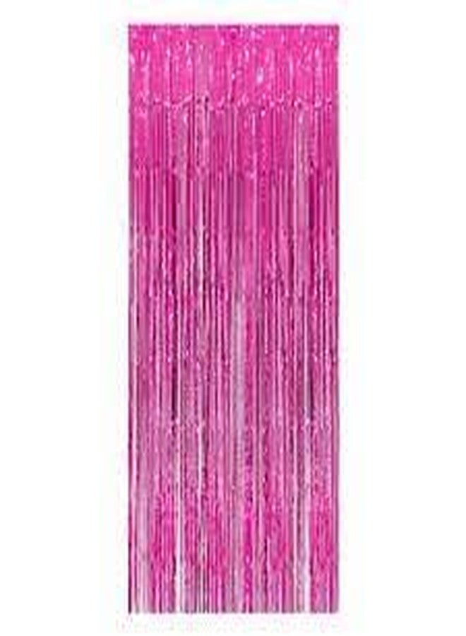 SOI Foil Metallic Tinsel Fringe Big Size Curtains for Birthday, Anniversaries, Graduation, Retirement, Baby Shower Decoration (Pack of 2) (Black Pink) - Image 2